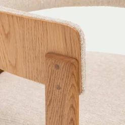 Chaise De Salle À Manger*alinea Chaise en tissu bouclette avec accoudoirs - Blanc