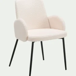 Chaise De Salle À Manger*alinea Chaise en tissu bouclette avec accoudoirs - Blanc