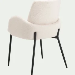 Chaise De Salle À Manger*alinea Chaise en tissu bouclette avec accoudoirs - Blanc