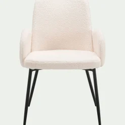 Chaise De Salle À Manger*alinea Chaise en tissu bouclette avec accoudoirs - Blanc