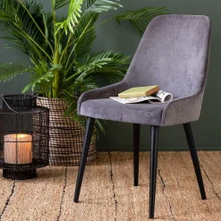 Chaise De Salle À Manger*alinea Chaise en tissu effet velours - Gris