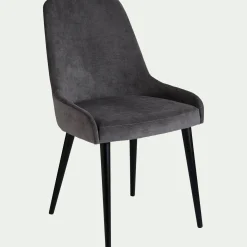 Chaise De Salle À Manger*alinea Chaise en tissu effet velours - Gris