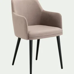 Chaise De Salle À Manger*alinea Chaise en tissu effet velours avec accoudoirs - Gris