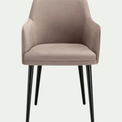 Chaise De Salle À Manger*alinea Chaise en tissu effet velours avec accoudoirs - Gris