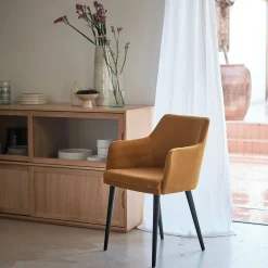 Chaise De Salle À Manger*alinea Chaise en tissu effet velours avec accoudoirs - argan Jaune