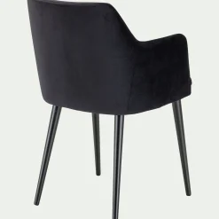 Chaise De Salle À Manger*alinea Chaise en tissu effet velours avec accoudoirs - Noir