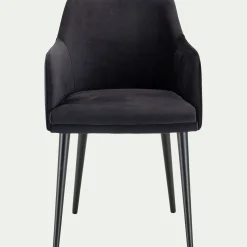 Chaise De Salle À Manger*alinea Chaise en tissu effet velours avec accoudoirs - Noir