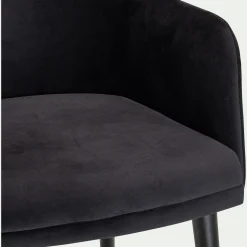 Chaise De Salle À Manger*alinea Chaise en tissu effet velours avec accoudoirs - Noir