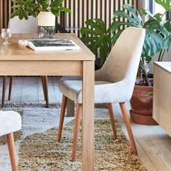 Chaise De Salle À Manger*alinea Chaise en tissu effet velours et piètement naturel - Beige