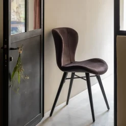 Chaise De Salle À Manger*alinea Chaise en tissu effet velours sans accoudoirs - Noir