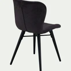 Chaise De Salle À Manger*alinea Chaise en tissu effet velours sans accoudoirs - Noir