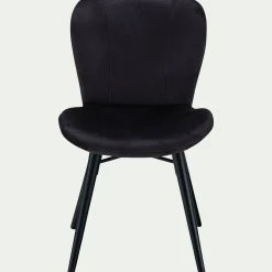 Chaise De Salle À Manger*alinea Chaise en tissu effet velours sans accoudoirs - Noir