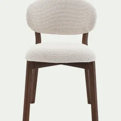 Chaise De Salle À Manger*alinea Chaise en tissu et bois de chêne foncé sans accoudoirs - Beige