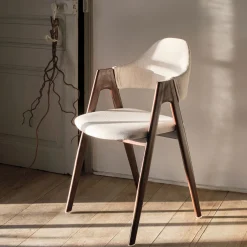 Chaise De Salle À Manger*alinea Chaise en tissu et effet bois foncé avec accoudoirs - roucas Beige