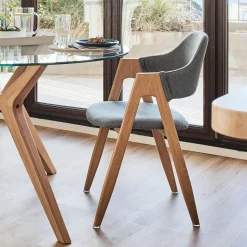 Chaise De Salle À Manger*alinea Chaise en tissu et effet bois clair avec accoudoirs - ardoise Gris