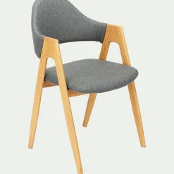 Chaise De Salle À Manger*alinea Chaise en tissu et effet bois clair avec accoudoirs - ardoise Gris
