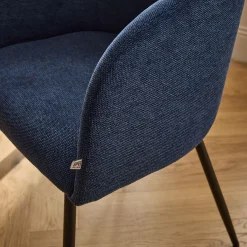 Chaise De Salle À Manger*alinea Chaise en tissu et métal avec accoudoirs - figuerolles Bleu