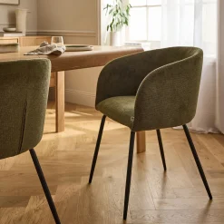 Chaise De Salle À Manger*alinea Chaise en tissu et métal avec accoudoirs - Vert