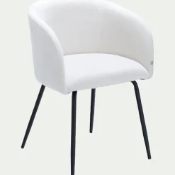 Chaise De Salle À Manger*alinea Chaise en tissu et métal avec accoudoirs - ventoux Blanc