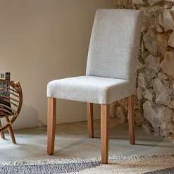 Chaise De Salle À Manger*alinea Chaise en tissu et piètement hêtre massif - Beige