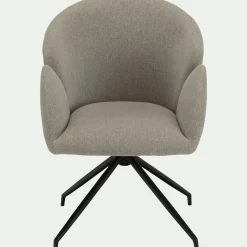 Chaise De Salle À Manger*alinea Chaise pivotante avec accoudoirs en tissu et piétement en fer - Gris