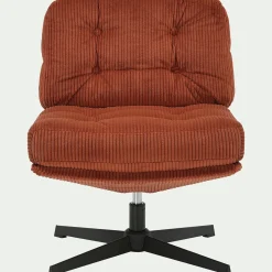 Fauteuil*alinea Chaise pivotante en velours côtelé et piétement en fer - brun rustrel Marron