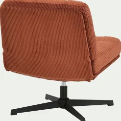 Fauteuil*alinea Chaise pivotante en velours côtelé et piétement en fer - brun rustrel Marron