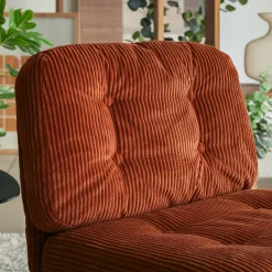 Fauteuil*alinea Chaise pivotante en velours côtelé et piétement en fer - brun rustrel Marron