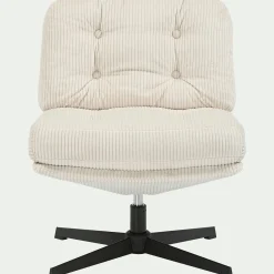 Fauteuil*alinea Chaise pivotante en velours côtelé et piétement en fer - Beige