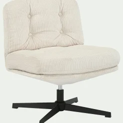 Fauteuil*alinea Chaise pivotante en velours côtelé et piétement en fer - Beige