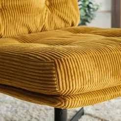 Fauteuil*alinea Chaise pivotante en velours côtelé et piétement en fer - argan Jaune