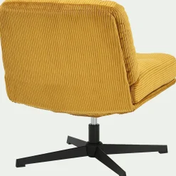 Fauteuil*alinea Chaise pivotante en velours côtelé et piétement en fer - argan Jaune