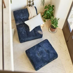 Pouf & Repose-Pieds*alinea Chauffeuse en tissu Eden - marine Bleu