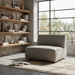 Fauteuil|Petit Canapé*alinea Chauffeuse en tissu tramé - Gris