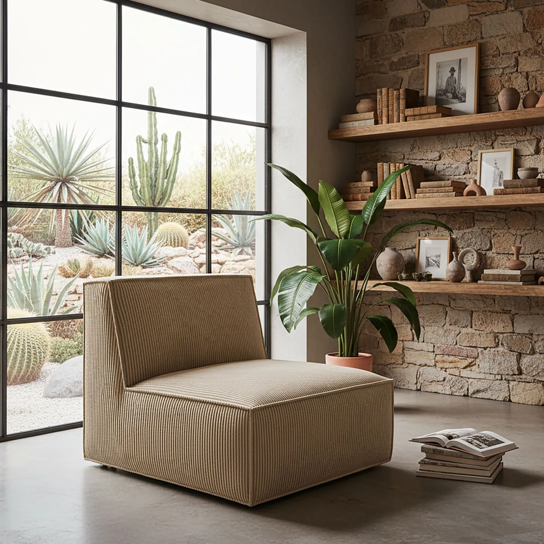 Fauteuil*alinea Chauffeuse en velours côtelé azores - Taupe