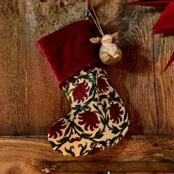 Décoration À Suspendre*alinea Chaussette déco de Noël motif floral - Rouge