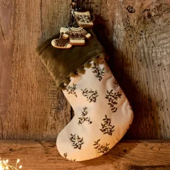 Décoration À Suspendre*alinea Chaussette déco de Noël motif floral - Vert