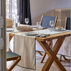 Chemin De Table*alinea Chemin de table en coton et noir 50x200cm Blanc