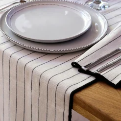 Chemin De Table*alinea Chemin de table en coton et noir 50x200cm Blanc