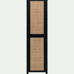 Colonne De Salle De Bain*alinea Colonne de salle de bain en bois de cèdre et cannage - H171cm Noir