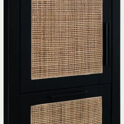 Colonne De Salle De Bain*alinea Colonne de salle de bain en bois de cèdre et cannage - H171cm Noir