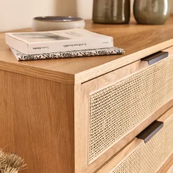 Commode & Chiffonnier*alinea Commode 6 tiroirs en bois et cannage - Bois clair