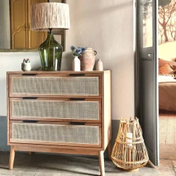 Commode & Chiffonnier*alinea Commode 3 tiroirs en bois et cannage - Bois clair