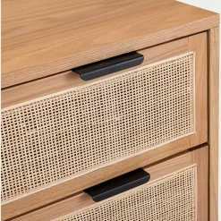 Commode & Chiffonnier*alinea Commode 3 tiroirs en bois et cannage - Bois clair