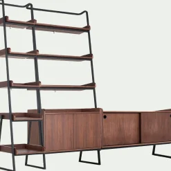 Meuble Tv*alinea Composition bibliothèque avec meuble TV en bois de noyer - Bois foncé