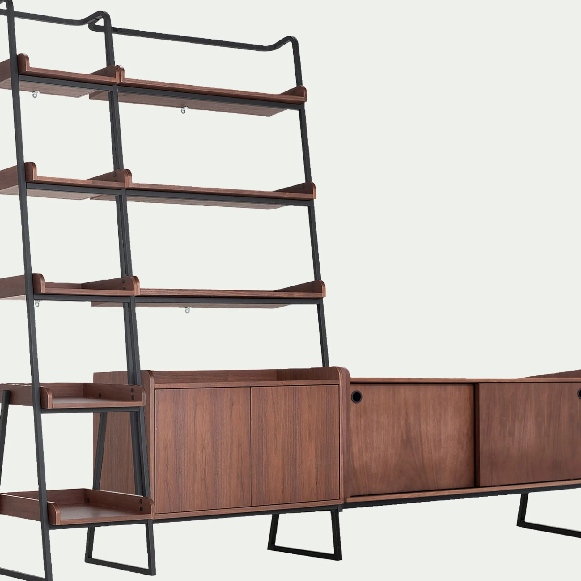 Meuble Tv*alinea Composition bibliothèque avec meuble TV en bois de noyer - Bois foncé