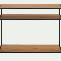 Console*alinea Console 3 plateaux en métal et effet chêne L120xP35xH79cm - Bois foncé