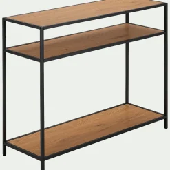 Console*alinea Console 3 plateaux en métal et effet chêne L120xP35xH79cm - Bois foncé