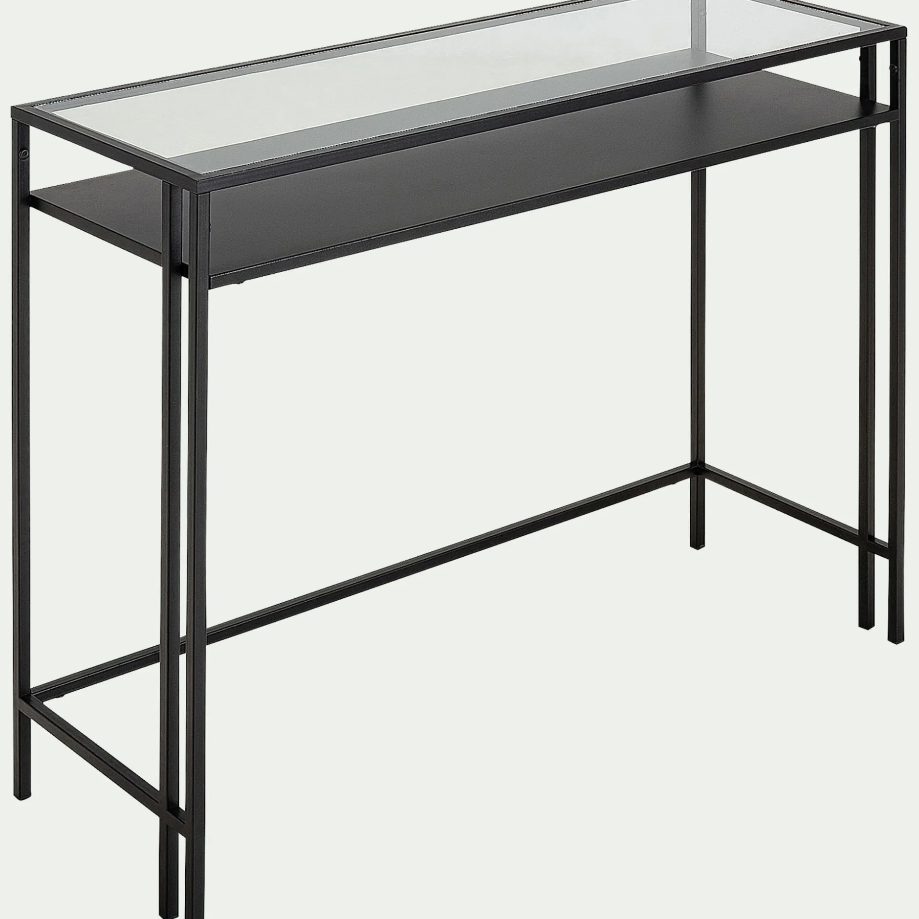 Console*alinea Console en verre et acier - L100xP35xH78cm Noir
