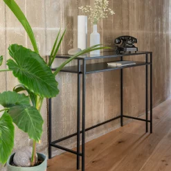 Console*alinea Console en verre et acier - L100xP35xH78cm Noir